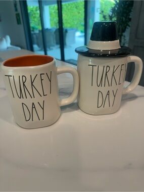 Rae Dunn Thanksgiving Mug Bundle | Turkey Day Mug + Turkey Day Pilgrim Hat Lid